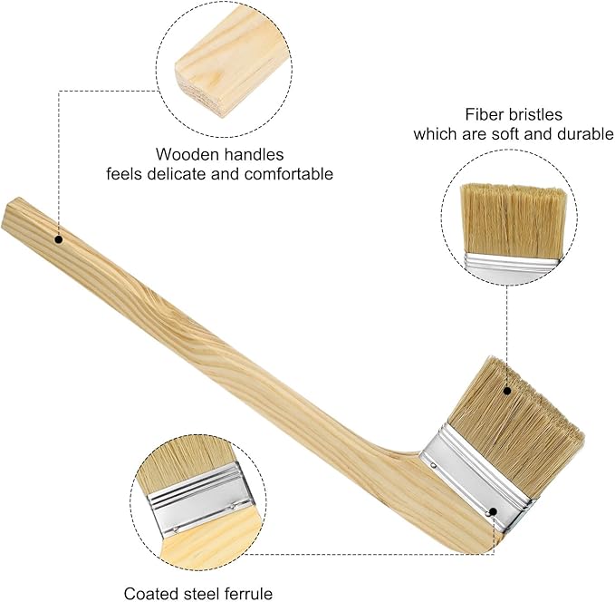 HARFINGTON Paint Brush 3Pcs 2.5" Brush Width Reusable Variety Angled Bend Brushes Radiator Paint for All Latex Oil Painting Furniture Walls Treatment, Brown