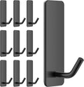 Small Self Adhesive Hooks for Walls No Damage, 6-Pack Stainless Steel Stick on Hooks for Hanging Towel Key Hat Bag Jewelry, Sticky Hangers for Kitchen Bathroom Door (Black(10pcs))