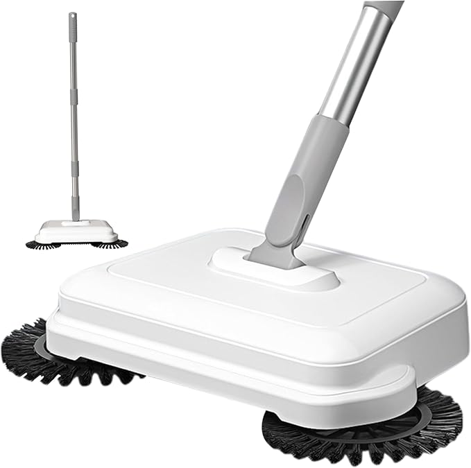 2-in-1 360° Rotating Hand Push Floor Sweeper with Long Handle, Manual Carpet and Hard Floor Cleaner, Hanging Manual Vacuum Sweeper for Home Office Quick Dust Debris Pickup