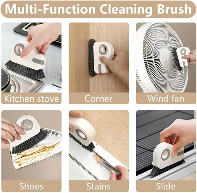 2 in 1 Groove Cleaning Brush Window Track Cleaning Tools, Deep Clean Scratch-Free Brush for Sliding Door/Shower Door Tracks Household Narrow Gaps(2-Pack, Gray)