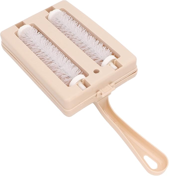 Handheld Dust Cleansing Brush, Manual Carpet Sweeper with Double Rollers, Bed Sheets Sweeping Cleaning Brush with Handle, Hand Broom Brush for Bed Sofa Furniture Clothes Desktop Counter