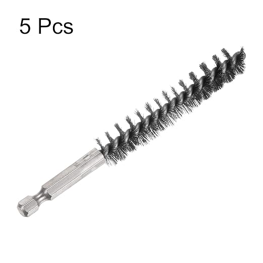 HARFINGTON 5Pcs Bore Brush Stainless Steel 13mm Dia Cleaning Twisted Wire Brush Tube Pipe Cleaner with Handle 1/4 Inch Hex Shank for Tubes, Ports, Bearings
