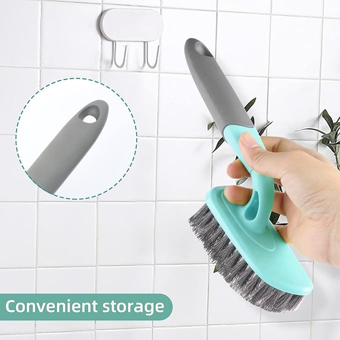 Scrub Brush, Cleaning Shower Scrubber with 9 Inch Ergonomic Handle, Sturdy Stiff Bristles Heavy Duty Brush for Bathroom, Shower, Sink, Carpet, Floor (Blue)