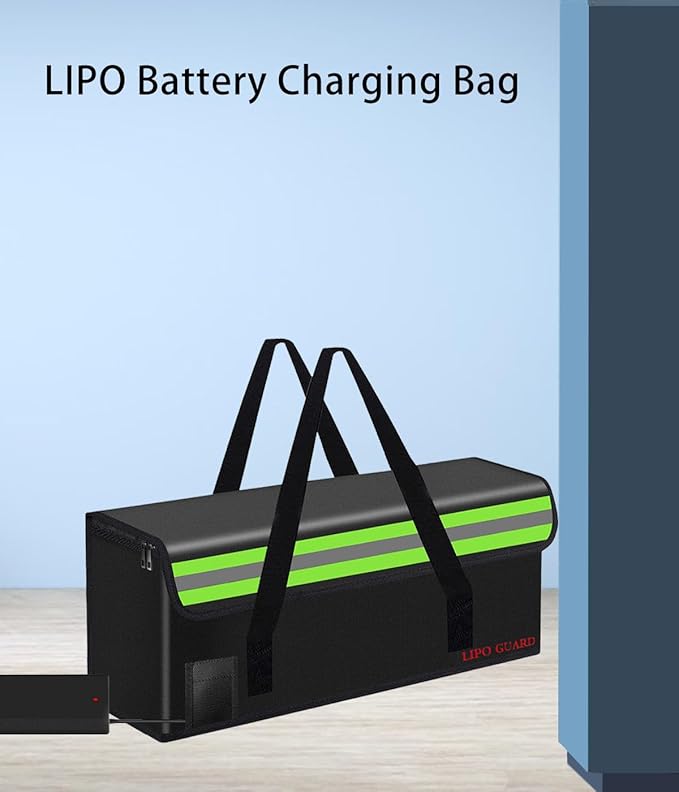 Lipo Battery Safe Bag Large Capatity Fireproof Bag for Ebike Lipo Battery Other Batteries Storage Charging Transport Home Office Travel Safe Storage Pouch