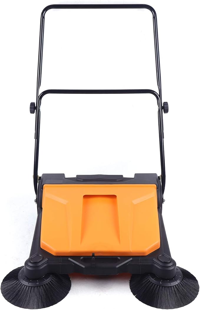 26" Industrial Hand-Push Sweeper Cleaner,Foldable Walk-Behind Floor Sweeping Machine for Clean up Garden Pavement Street (US Stock)