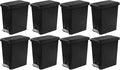 Sterilite 2.7 Gallon Rectangular Step On Kitchen Trash Bin Plastic Indoor Wastebasket with Removable Liner and Bag Holding Feature, Black (8 Pack)