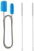 Flexible Long Drain Brush, 66 Inch Double Elastic Ended Nylon Cleaner Pipe Brush, and 2 PCS of 8 Inch Straw Cleaner Brush, Pipe Cleaners Brush Tool Kits (Blue + White)