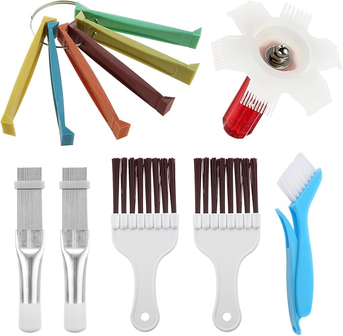 7PCS Air Conditioning Brush Set, FCR6 Fin Comb Tool, Radiator Condenser Fin Comb, Stainless Steel Air Conditioner Condenser Fin Comb for Cleaning AC Evaporator Radiator Refrigerator