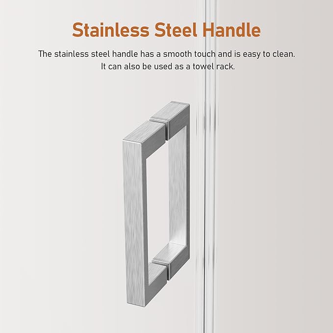 56-60 Inch Frameless Sliding Shower Door, 74" Height, 5/16" (8mm) Clear Tempered Glass, Smooth Gliding Track & Anti-Jumping System, Stainless Steel Brushed Nickle Finish