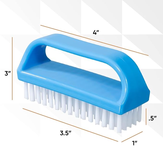 Superio Nail Brush Cleaner with Handle (6 Pack) Durable Scrub Brush to Clean Toes and Fingernails, All Purpose Hand Scrubber Cleaning Brush - Stiff Bristles, Easy to Use (6-Pack)