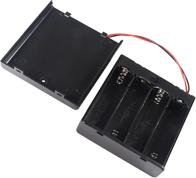 4Pcs 4 Slots 1.5V AA Battery Case Holder 4 x 1.5V AA Battery Spring Clip Storage Box with Wire and ON/Off Switch