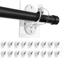 ANDGOO 18 Pack Adhesive Curtain Rod Brackets, No Hole, No Drilling, No Tool, No Nail, Heavy Duty Stick on Curtain Rod Holder Hangers Bedroom, Bathroom, Living Room, Transparent