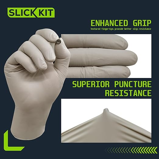 Disposable Nitrile Gloves, 4 Mil Latex-Free Powder-Free Industrial Gloves for Cleaning, Cooking, Non-Sterile (Grey, Medium/8 (Pack of 100))