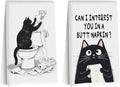 Hanamiya Na 2Pcs Funny cat Hand Towel for Bathroom 24x14 Inch, Funny Absorbent Microfiber Dish Cloth Bathroom Towel, Waffle Weave Hand Towels for Toilet Home, Cat Lover Gifts
