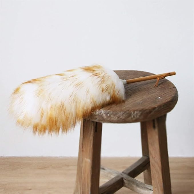 Feather Duster, Household Lambswool Duster Set of 2, Pure Lambs Wool with Wood Handle