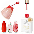 modelones Red French Tip Liner Gel Polish, 15 ML Bright Apple Red Valentine's Day Nail Art Paint Swirl with Ultra Fine Line Brush Soak Off U V DIY Home Salon Professional Manicure Gift for Women