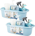 Large Cleaning Supplies Caddy Portable Shower Basket Supply Organizer with Handle Plastic Bucket Tool Storage for Bathroom, Bedroom, Kitchen, College Dorm, Garden, Blue 2 Pack