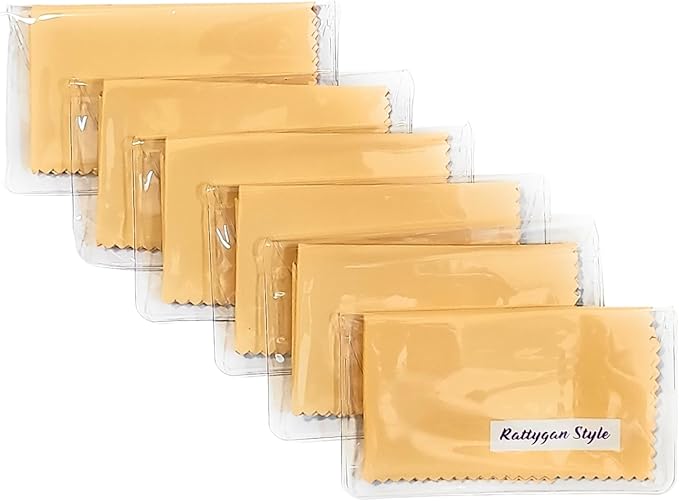 Premium Microfiber Cleaning Cloth in Individual PVC Pouches - Glasses Cleaning Cloth for Eyeglasses, Screens, Phones, Computer, Camera Lens, and Delicate Surfaces (6 x 1Pack)