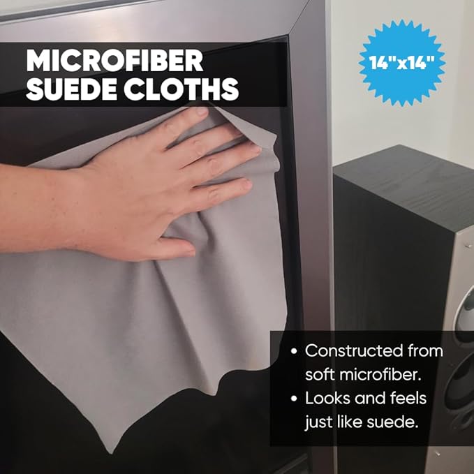 Microfiber Wholesale Premium TV Screen Cleaning Cloth Black | 14”x14” | 3pk | Soft Microfiber Suede | XLarge Reusable | No Lint Scratch-Free Durable | Large TVs Monitors