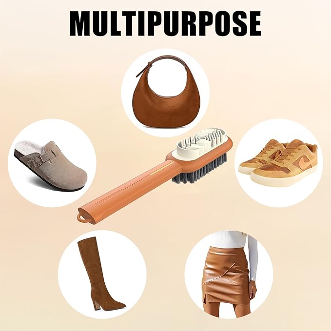 2 in 1 Suede Brush ，Suede Shoe Brush and Eraser，Rubber Polish Eraser with Soft Plastic Bristles for Suede/Nubuck Shoe、Bag、Jacket、Boots Cleaning