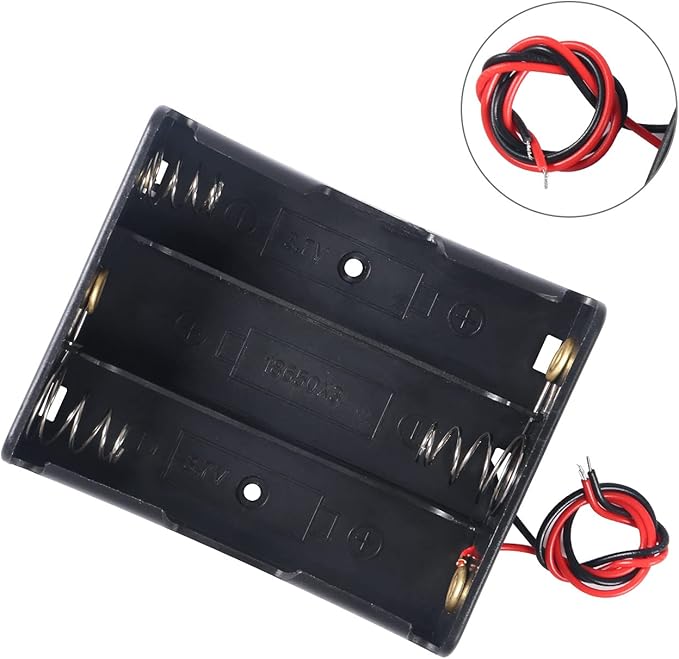 7PCS 18650 Battery Holder Bundle with Wire 18650 Battery Holder Case 3.7V, 3 Slot DIY Battery Storage Boxes, 3 Slot Black Plastic Batteries Case for 18650 Battery