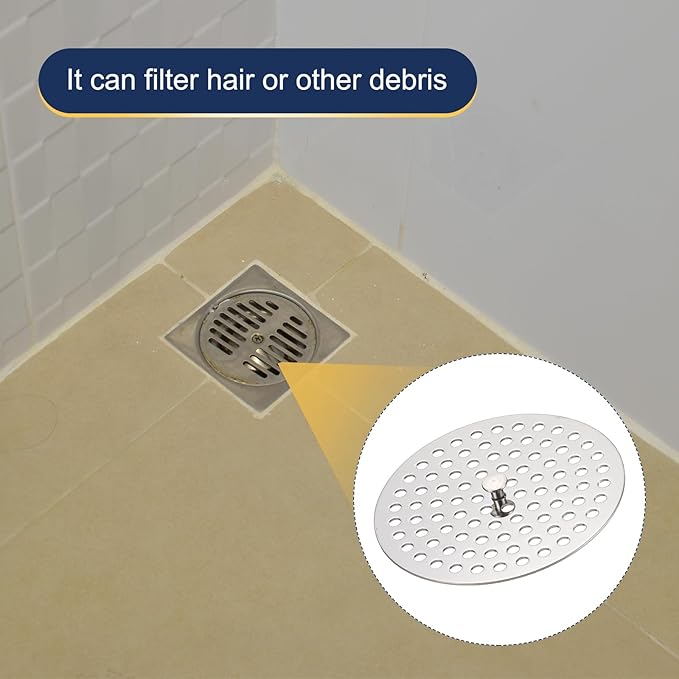 uxcell Shower Drain Hair Catcher, 3.7 inch Stainless Steel Round Floor Drain Cover Anti-Clogging Protection Cover Replacement for Furniture Repair Bathroom Kitchen