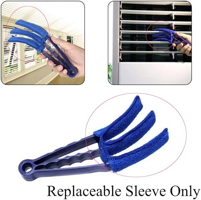 7 Pack Window Blind Cleaner Duster Brush Microfiber Sleeves Replacement Blinds Duster Cover Pad Refills for Blind Cleaner Tools with 3 Layer Arms Dark Blue Color