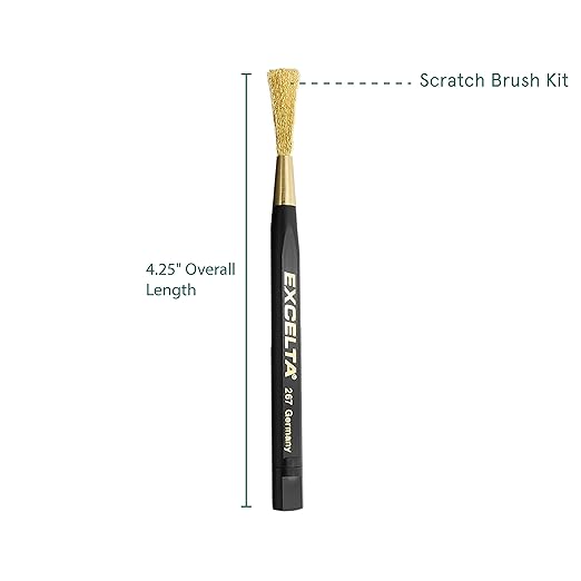 Excelta 262 Precision Scratch Brush Kit with Brass, Steel, Nylon, Fiberglass Refills, Anti Static Plastic Handle, Refillable Cleaning Tool for Electronics, Detailing, Surface Prep, Corrosion Removal