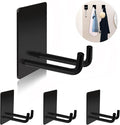 Adhesive Hooks, Stick on Stainless Steel Towel Robe Razor Wall Hooks for Bathroom Kitchen Organizer, Sticky Heavy Duty Durable Shower Hangers for Hanging Hat Coat Key 4-Pack (Black)
