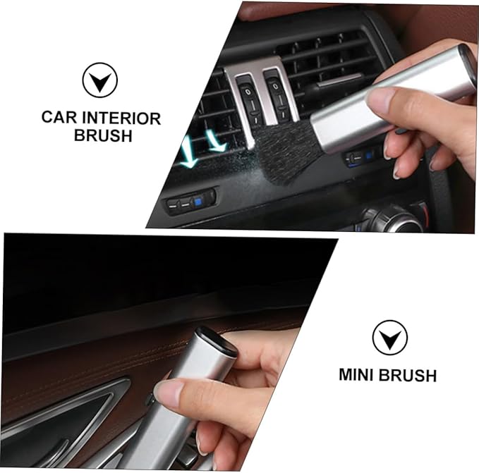 Yardwe Retractable Car Air Vent Cleaning Brush with Soft Bristles, Mini Gap Cleaning Tool for Automotive Air Conditioner and Interior Dust Removal, Portable Silver Car Care Accessory
