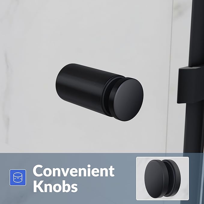 SUNNY SHOWER 58.5-60 in.W x 72 in.H Glass Shower Door, Semi Frameless Double Sliding Shower Door, 1/4" Clear Glass, Black Finish