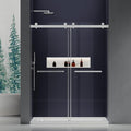 56-60" W x 76" H Double Sliding Frameless Shower Glass Door, 5/16" (8mm) ANSI & SGCC Certified Tempered Glass with Double Nano Coating, Stainless Steel Hardware & Towel Rack (Bright Chrome)