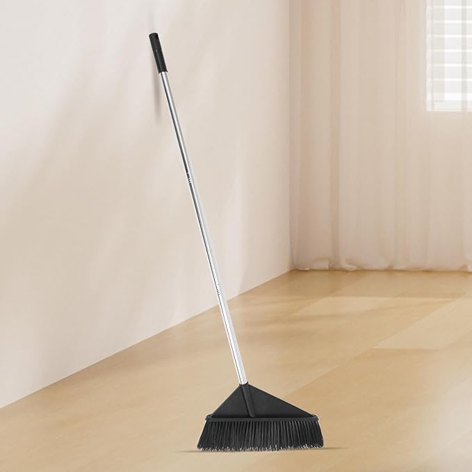 Veemoon Heavy Duty Stiff Bristle Outdoor Broom with Long Handle, Wide Push Broom for Yard, Garden, Warehouse Cleaning, Sturdy Household Sweeping Tool for Home and Office Use