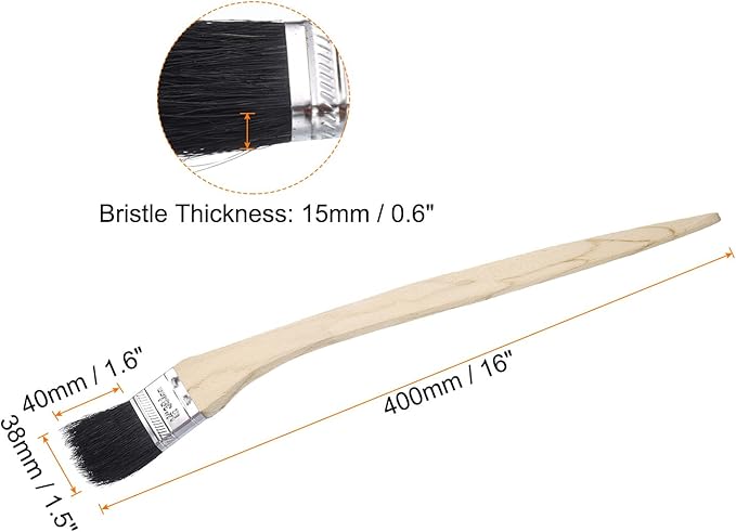 uxcell 3pcs Bent Radiator Paint Brush 1.5" Width Curved Wall Paint Soft Bristle Brushes with Long Wood Handle for Painting DIY Wall Treatment