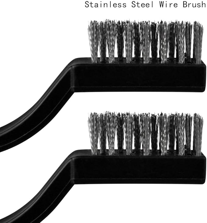 15 Pcs Mini Stainless Steel Wire Brush Set for Cleaning Welding Slag Rust, Wire Bristle Scratch Brush Set, Curved Handle Brushes