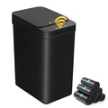 4 Gallon Bathroom Smart Touchless Trash Can for Kitchen Automatic Motion Sensor Rubbish Can with Lid Waterproof Narrow Small Garbage Bin for Kitchen, Toilet, Bedroom, RV(Black,Battery)