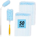 52 PCS Disposable Duster Refills, Heavy Duty Duster Refills Kit with 2 Handles - 360 Degree Electrostatic Cleaning System for Furniture Blinds Electronics