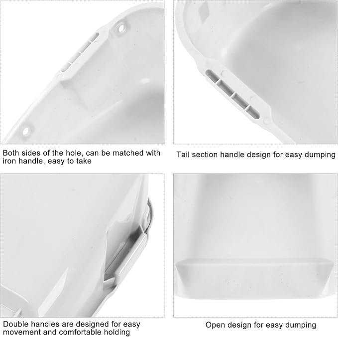 Plastic Dust Pan Heavy Duty Dustpan Large Capacity Dustpan Double Handle Wear Dust Pan for Drying (White)