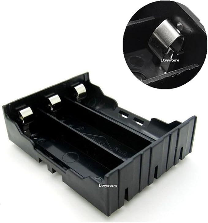 18650 Battery Case Holder, 5 Pack 3 Slots x 3.7V DIY Battery Storage Box, in Parallel Black Plastic Batteries Case with Pin for 3 x 18650