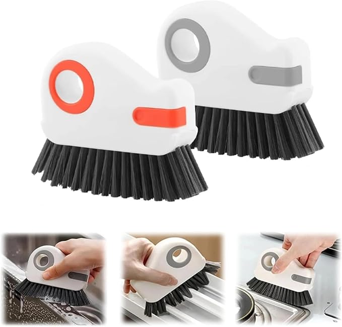 2 in 1 Groove Cleaning Brush Window Track Cleaning Tools, 2026 New Multifunction Hard Bristle Crevice Cleaning Brush with Hidden Scraperfor Sliding Door Track, Window Sill, Shutter Door (Mix)