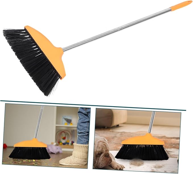 Amosfun Soft Bristle Broom with Long Handle Heavy Duty Indoor and Outdoor Sweeping Broom for Home Cleaning Non-Stick for Kitchen and Garage