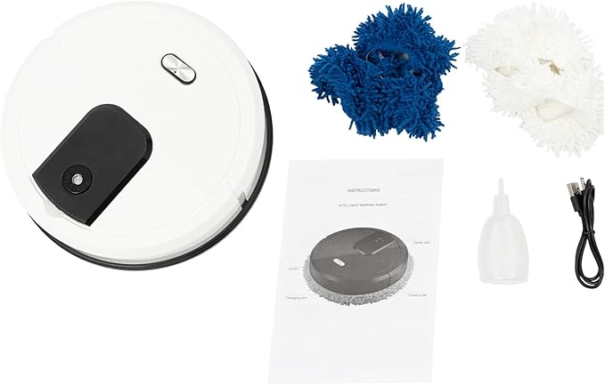 Smart Dust Auto Sweeper,Wet and Dry Mopping Sweeping Robot Auto Cleaner Floor Washing Wiping Machine,360° Full-Surround Wipe,Single Sweeping Area of 645.83ft². (White)