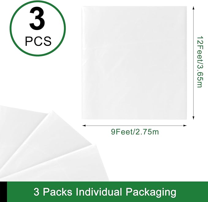 3-Pack 9x12 ft Painter Plastic Drop Cloths Sheet,Waterproof Anti-dust Cover, Disposable Tarp for Painting for Couch/Furniture Cover