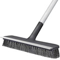 Floor Scrub Brush with Long Handle - Adjustable Handle 2 in 1 Scrape and Heavy-Duty Stiff Bristle Floor Scrubber Brush for Cleaning Bathroom, Kitchen Patio Tile Garage and Deck