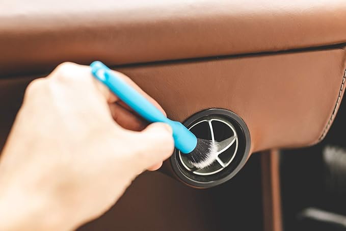 Detail Factory - Boar Hair Detailing Brush Short-Handle + Long-Handle Combo Kit - Comfortable Grip and Heavy-Duty Scrubbing for Interior, Exterior, Engine Bay, Wheels, Exhaust Tips, Red + Black