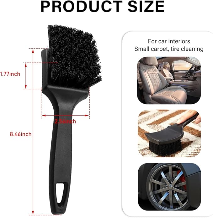 Car Carpet Cleaning Brush, Wheel Hub Scrub Brush Floor Mat Cleaning Brush with Stiff Bristle, Tire Carpet Srubber Upholstery Detailing Brush for Car Interior Home Cleaning (Black)