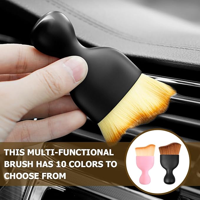 Blilo 2PCS Car Interior Detailing Brush with Dust Cover, Auto Soft Hair Cleaning Brushes, Scratch Free Curved Dirt Collectors, for Vehicle Dashboard Air Conditioner Vents Leather(White/Purple)