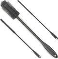 3-in-1 Silicone Bottle Brush and Straw Cleaning Brush Set, Water Bottle Cleaner for Narrow Neck Containers, Tumblers, Flask, Vase and Glassware (Charcoal)