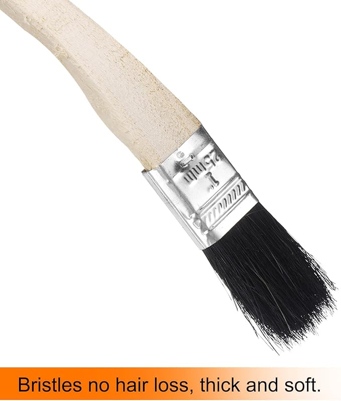 uxcell 3pcs Bent Radiator Paint Brush 1" Width Curved Wall Paint Soft Bristle Brushes with Long Wood Handle for Painting DIY Wall Treatment