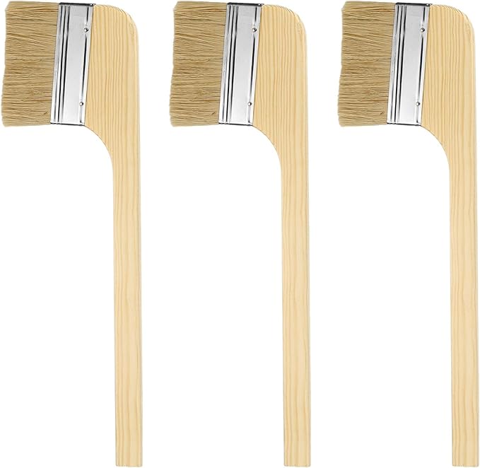 HARFINGTON Paint Brush 3Pcs 4" Brush Width Reusable Variety Angled Bend Brushes Radiator Paint for All Latex Oil Painting Furniture Walls Treatment, Brown